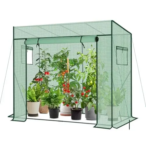Produktbild: Sekey Gewächshaus Tomatengewächshaus 200x170x77 cm, Begehbarers Tomaten Gewächshaus Foliengewächshaus Balkon Outdoor - Stabil, Winterfest, UV-Beständig, Weiß (Grün(L))
