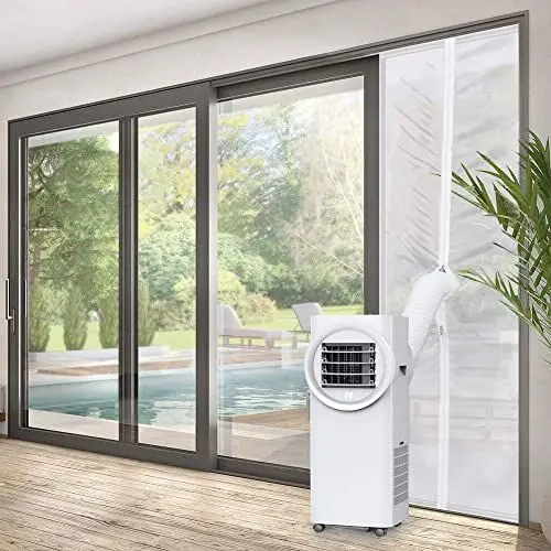 Produktbild: Sekey Türabdichtung für Mobile Klimageräte 230×45 CM, Klimaanlagen,Wäschetrockner,Ablufttrockner,Hot Air Stop mit Reißverschluss zum Anbringen an Balkontüren,Alternative zur Fensterabdichtung