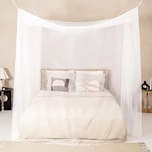 Produktbild: Sekey XXL Großes Moskitonetz für Doppelbette kastenförmig Mesh Insektennetz für Innen und Außen mit Reisetasche, 220x200x200cm, Weiß