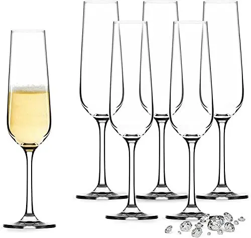 Produktbild: Sekt-Gläser, 6er Set | 250 ml I 6 Stück I Hochwertige 6er Set Spülmaschinenfeste Prosecco-Gläser, Sekt-Kelch, Champagner-Gläser Set, Kristallgläser