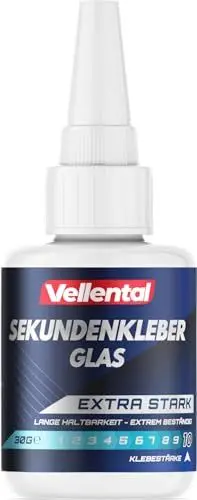 Produktbild: Sekundenkleber Glas extra stark - Glaskleber transparent wasserfest, hitzebeständig & mit Nadel Verschluss gegen Austrocknung - Glas Kleber zum Verkleben von Glas & Acrylglas aller Art