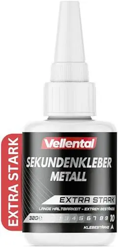 Produktbild: Sekundenkleber Metall extra stark 30g - Metallkleber wasserfest, hitzebeständig & mit Nadel Verschluss gegen Austrocknung - Metall Kleber zum Verkleben von Metallen aller Art