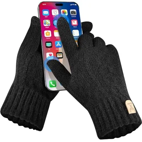 Produktbild: SELBATON Winter Warme Handschuhe Stricken Weiche Handschuhe Outdoor Fahren Radfahren Schreiben Angeln Laufen Skifahren für Männer und Frauen