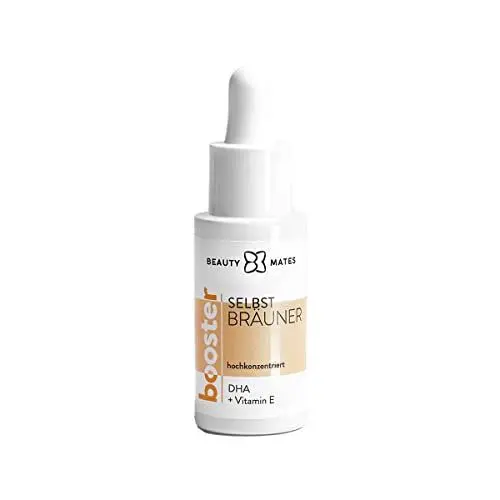 Produktbild: Selbstbräuner Booster Serum by BEAUTYMATES (20ml) – mit Aloe Vera & Melanin für eine natürliche fleckenfreie Sommerbräune ohne Geruch, vegan & hochkonzentriert, Selbstbräuner Gesicht, 120 Anwendungen