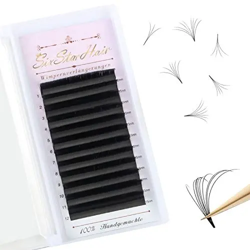 Produktbild: Selbstfächernde Volumen Wimpern, Wimpernextension Schwarz C Curl 0.07mm Stärke 15mm 12 Reihen 2D 4D 8D 10D 20D Easy Fan Lashes Cluster Natürliche Look Wimpernverlängerung Künstliche Wimpern Extensions