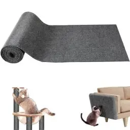 Produktbild: Selbstklebend Kratzmatte Katze，200cmx30cm Zuschneidbare Kratzmatte Katze，Katzen kratzschutz，für Sofamöbeltüren,um Katzenkratzern vorzubeugen und Teppiche und Wände zu schützen（Hellgrau）