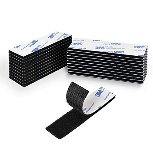 Produktbild: selbstklebend klettband 2.5x10cm 12er set strapazierfähig starker klebeverschluss für innen außen haushalt büro ohne bohren schrauben schwarz