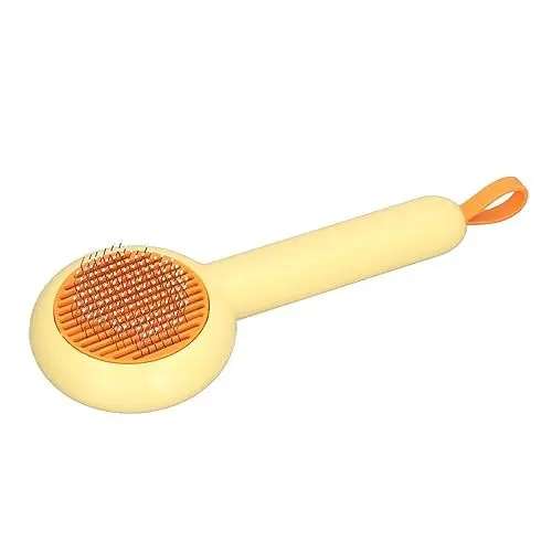Produktbild: Selbstreinigende Fellpflegebürste für Haustiere. Effizienter Haarausfallkamm für Hunde und Katzen. Häufig Verwendete Haustierbürste (YELLOW)