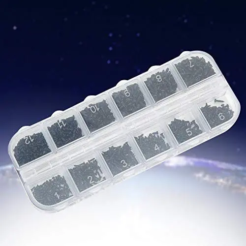 Produktbild: Selbstschneidendes Schraubenset mit Hoher Härte, Feine Struktur für Kreuzverschraubungen M1 M1,2 M1,4 M1,7, aus Kohlenstoffstahl, Inklusive Aufbewahrungsbox (1200 Stück schwarze