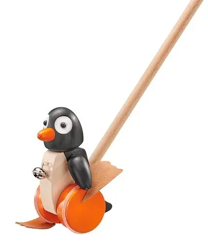 Produktbild: Selecta 62071 Pingo, Schiebefigur, Schiebe-und Nachziehspielzeug aus Holz, 13 cm, Bunt