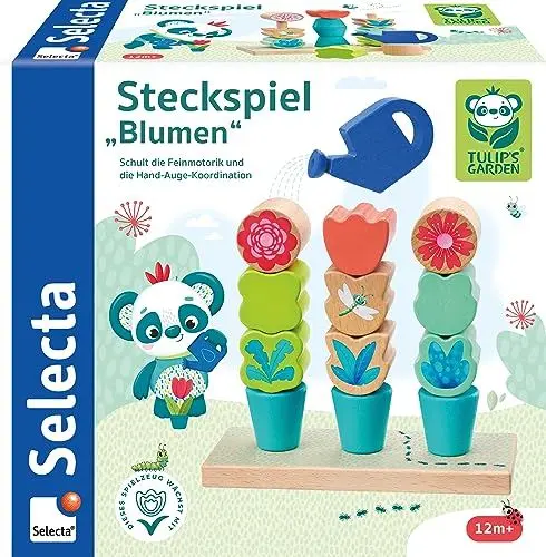 Produktbild: Selecta 62086 Tulips Garden, Steckspiel Blumen, 14 Teile, aus Holz