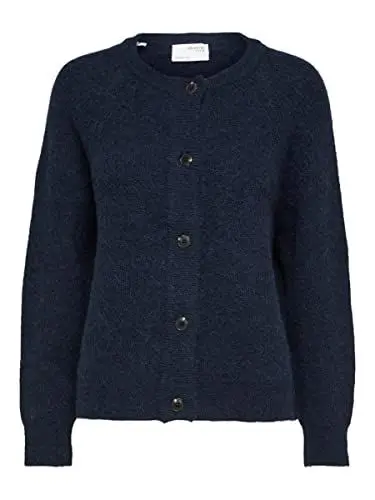 Produktbild: SELECTED FEMME Damen Slflulu Ls strik kort cardigan B dyr Strickjacke, Dark Sapphire, S EU