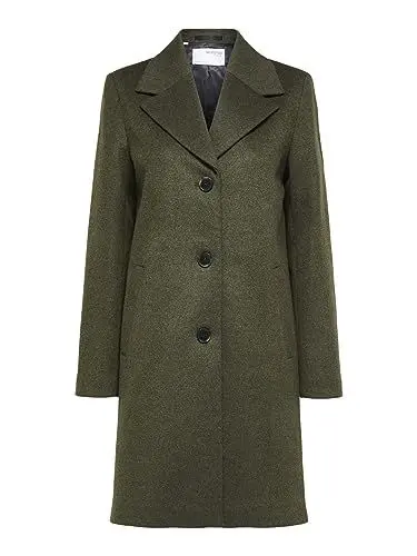 Produktbild: SELECTED FEMME Damen Slfnew Sasja Wool Coat B Noos Mantel, Ivy Green, 42 EU