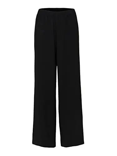 Produktbild: Selected Damen Weit Geschnittene Stoffhose Schlupf Marlene Hose Culotte Palazzo Pants SLFTINNI-Relaxed, Farben:Schwarz-2, Größe:42W / 32L, Z-Länge:L32