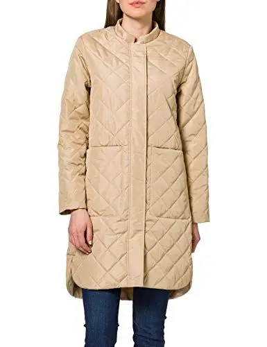 Produktbild: Selected Femme Damen Steppjacke SLFFILLIPA QUILTED COAT | Übergangsmantel Leichte Bomber Winterjacke, Farben:Beige, Größe:36
