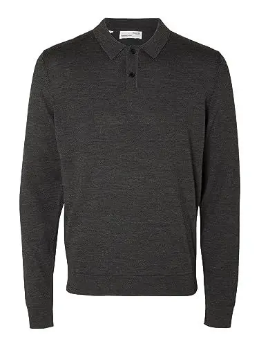 Produktbild: SELETED HOMME Herren SLHTOWN Merino Coolmax Knit Polo NOOS Pullover, Medium Grey Melange, X-Large