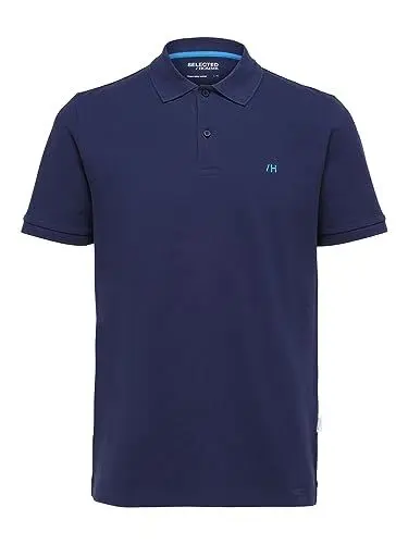 Produktbild: SELETED HOMME Men's SLHDANTE SS Polo W NOOS T-Shirt, Navy Blazer, L