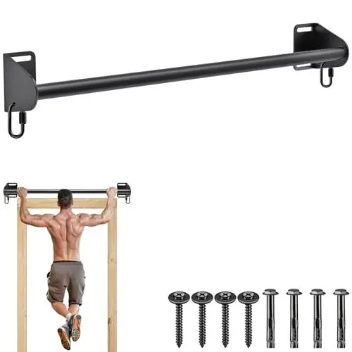 Produktbild: SELEWARE Wandmontierte Klimmzugstange, Pull Up Bar, klimmzugstange türrahmen,Multifunktionale Home Gym Workout Ausrüstung mit Widerstandsband Haken, Unterstützt bis zu 440 lbs