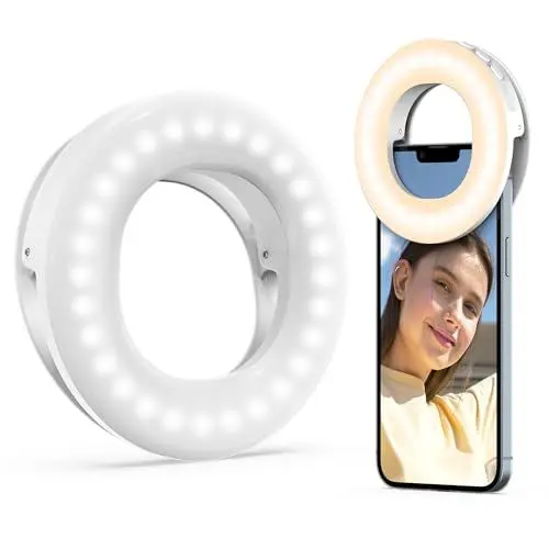 Produktbild: Selfie Licht Handy, Wiederaufladbar Selfie Ring Licht Laptop Pc Ringlicht mit 3 Einstellbaren Lichtmodi, Selfie Licht Handy für Mobiltelefon, Laptop, Zoom-Treffen, Video-Anrufe, Streaming, YouTube