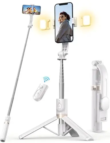 Produktbild: Selfie Stick mit Bluetooth Fernbedienung, Erweiterbarer Extra Lang Reisen Stativ für Smartphone, 360° Drehbare Handystativhalter Kompatibel mit Smartphones, Action-Kamera