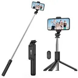 Produktbild: SelfieShow Selfie Stick Stativ, Erweiterbar Selfie-Stange mit Kabelloser Fernbedienung Tragbar Monopod Handyhalter Kompatibel mit iPhone 15/14/13/12/11 Pro/XS Max/XS/X/8/7, Samsung Huawei Smartphones