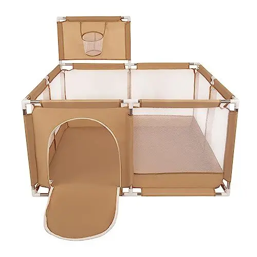 Produktbild: Selonis Laufstall Mit Korb Ohne Bälle Laufgitter Für Kinder, Beige