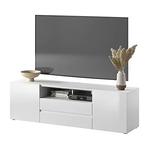 Produktbild: Selsey BROS – TV-Lowboard/Fernsehschrank Weiß Matt/Weiß Hochglanz Stehend Modern
