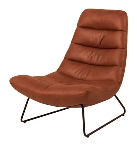 Produktbild: Selsey Forgents - Loungesessel mit Kunstlederbezug in Braun, Kufengestell, Quersteppung, 82,5x93x97 cm
