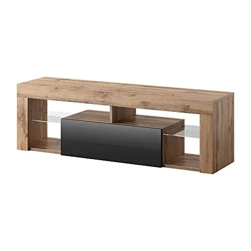 Produktbild: Selsey TV Schrank Board Sideboard Fernsehtisch Fernsehschrank 140 cm Stehend Eiche Lancelot Schwarz Bianko
