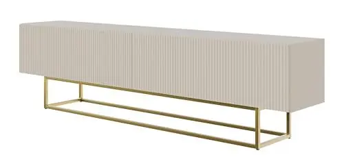 Produktbild: Selsey TV Schrank Board Sideboard Fernsehtisch Fernsehschrank 175 cm Goldene Beine Gefräste Front Graubeige Veldio