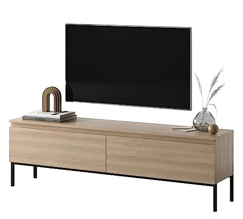 Produktbild: Selsey TV Schrank Board Sideboard Fernsehtisch Fernsehschrank Mit Schränken 150 cm Schwarze Beine Eiche Bemmi