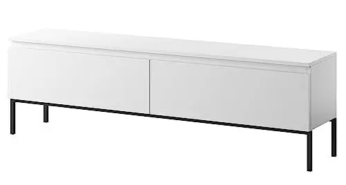 Produktbild: Selsey TV Schrank Board Sideboard Fernsehtisch Fernsehschrank Mit Schränken 150 cm Schwarze Beine Weiß Bemmi