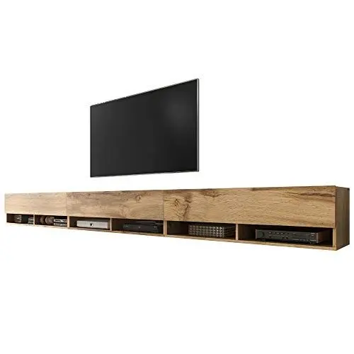 Produktbild: Selsey Wander - TV-Board/Fernsehschrank für Wohnzimmer hängend/stehend, optional mit LED, 300 (3 x 100) cm breit (Holzoptik Wotan Eiche, ohne LED)