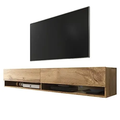 Produktbild: Selsey Wander – TV-Lowboard/TV-Schrank Wotan Eiche Holzoptik hängend/stehend mit LED 100cm