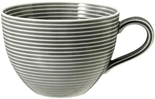 Produktbild: Seltmann 001.753840 Beat Porzellan Milchkaffeetasse mit Relief, Rund, Grau, 0.35L, 12.8cm Durchmesser, 7.3cm Höhe, 6 Stück
