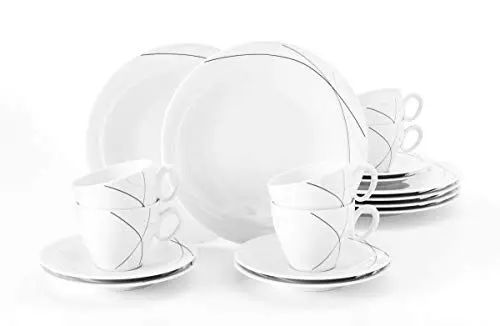 Produktbild: Seltmann Weiden 001.706998 Porzellan Kaffeeservice 18-teilig Trio Highline, Weiß