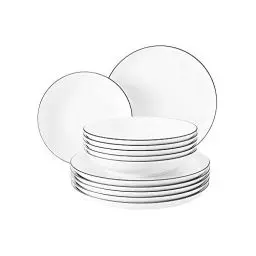 Produktbild: Seltmann Weiden 001.737148 Lido Tafelservice - 6 Essteller + 6 Suppenteller - 12-tlg. - Black Line