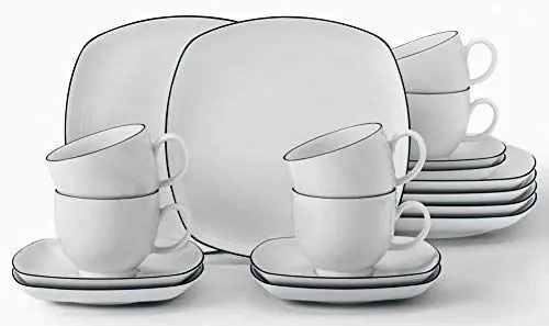 Produktbild: Seltmann Weiden 001.750860 Lido Black Line Kaffeeservice 18-teilig 10826, Weiß/Schwarz