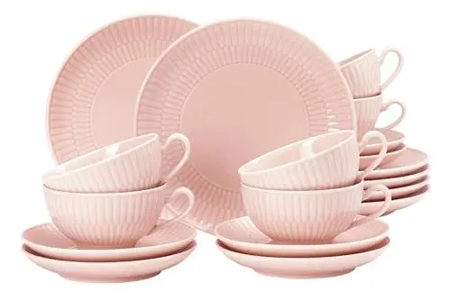 Produktbild: Seltmann Weiden 4052212140100 Teeservice 18-teilig klein, Teeobertasse 0,14l, Untertasse 13,5cm, 6X Brotteller 16cm, Porzellan