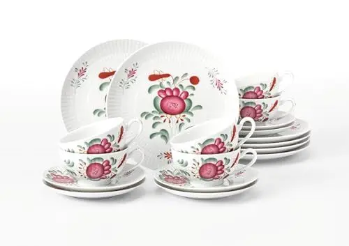 Produktbild: Seltmann Weiden 4052212141794 Teeservice 18-teilig groß, Teeobertasse 0,22l, Untertasse 16cm, 6X Frühstücksteller 19cm, Porzellan