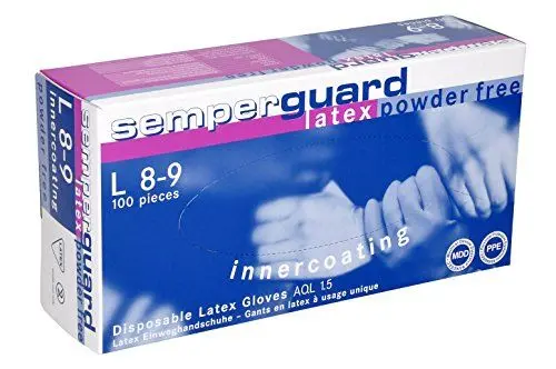 Produktbild: Semperguard Latex-Einmalhandschuhe, ungepuderte Ausführung, Größe L, 100 Stück, Naturweiß, L (100er Pack)