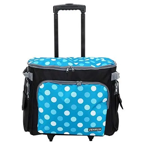 Produktbild: SEMPLIX Nähmaschinentrolley 50x43x32cm für alle gängigen Haushaltsnähmaschinen, Nähmaschinenkoffer für komfortablen Transport und sichere Aufbewahrung petrol-türkis