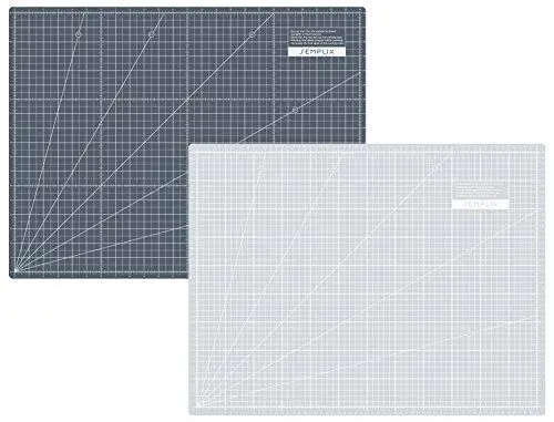Produktbild: SEMPLIX Selbstheilende Schneidematte A0-A4 - Grün, Rosa, Grau, Türkis, Lila - Ideal fürs Basteln, Nähen & Patchworken - Beidseitig Bedruckt - Vorderseite cm Rückseite inch Bemaßung (Hellgrau-Grau, A2)