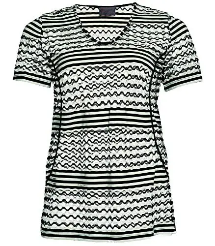 Produktbild: Sempre Piu Lagenlook Pullunder Shirt Mode Schwarz/Vanille, Größe:48