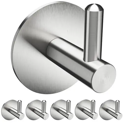 Produktbild: Sempro Klebehaken Rund, 5er-Set aus V2A Edelstahl für Vorzimmer,Garderobe, Küche, Badezimmer