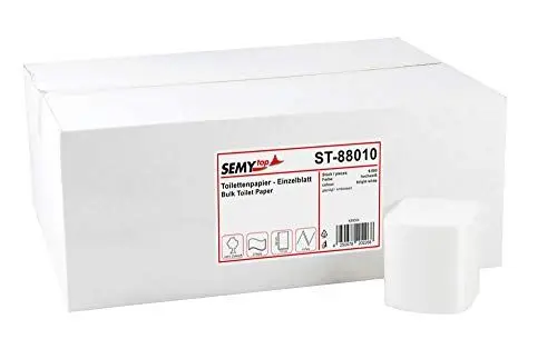 Produktbild: Semy Top Einzelblatt - Toilettenpapier, 9000 Blatt, 2 lagig hochweiß / Zellstoff 10 x 22 cm, 1er Pack (1 x 1 Stück)