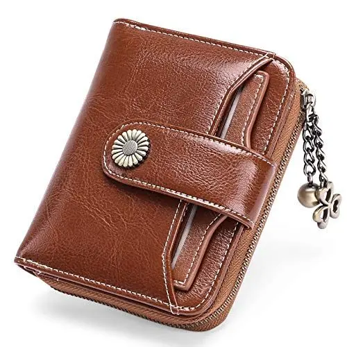 Produktbild: SENDEFN Geldbörse Damen Klein,Geldbeutel Frauen Echtes Leder,mit Münzfach Kleines Zipper Brieftasche Kartenhalter mit RFID Blocker
