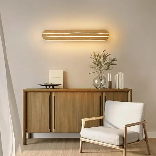 Produktbild: SENFAY LED Wandleuchte Innen Holz, Modern Lange Wandlampe 350° Drehbare Nachtlampe, Up Down Flurlampe Warmweiß 3000K, 18W Wandbeleuchtung für Schlafzimmer Wohnzimmer Flur Treppe, L50CM