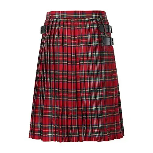 Produktbild: Senioren Jogginghose Schottischer Stil Plaid Kontrastbund Faltenrock Business Hose Schwarz Herren (Red, XXL)