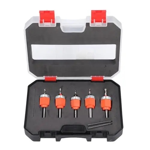 Produktbild: 5-teiliges Praktisches Senkbohrer-Set, 2,8, 3, 3,2, 3,5, 4 Mm Durchmesser, Verstellbare Tiefe, Lochöffner mit Schraubenschlüssel Zum Bohren in Holz, Kunststoff, Weiche Metalle,